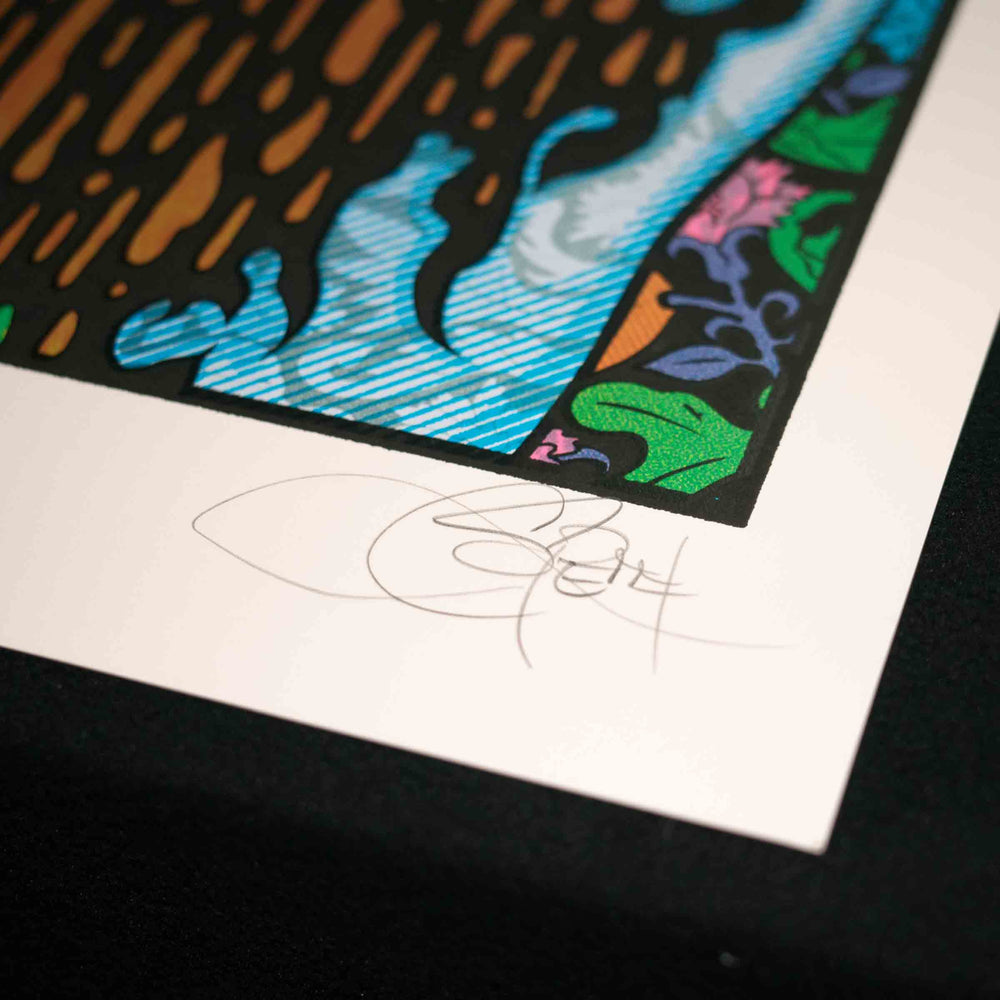 close up of chuck sperry poster with artist signature