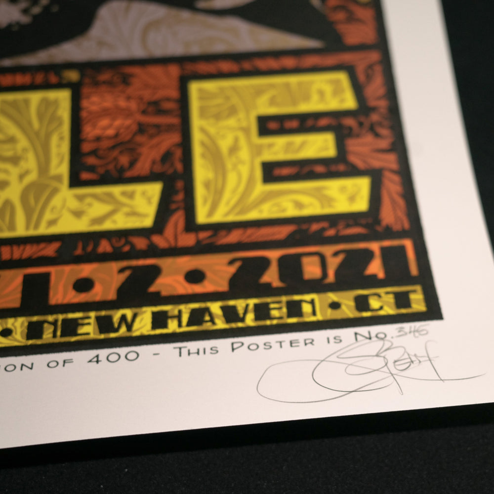 close up of chuck sperry poster with artist signature