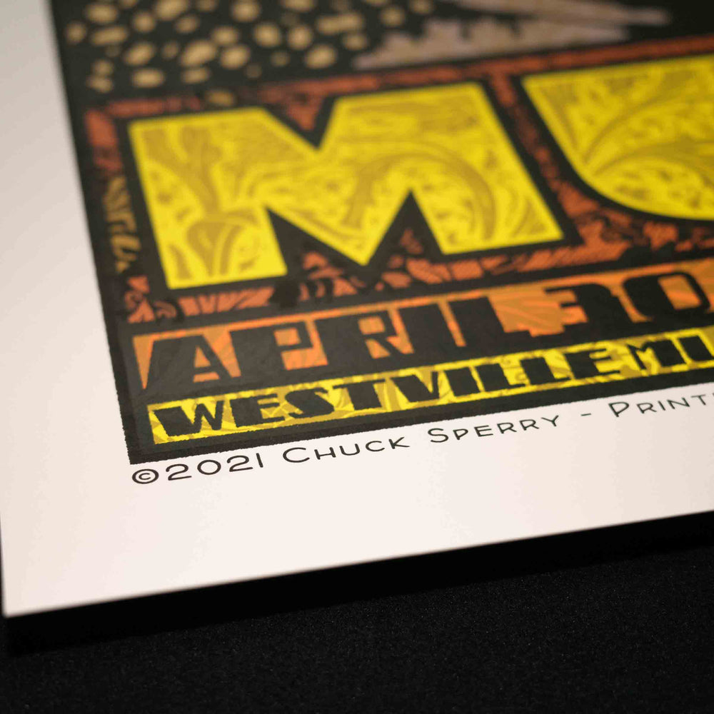 close up of chuck sperry poster with artist name