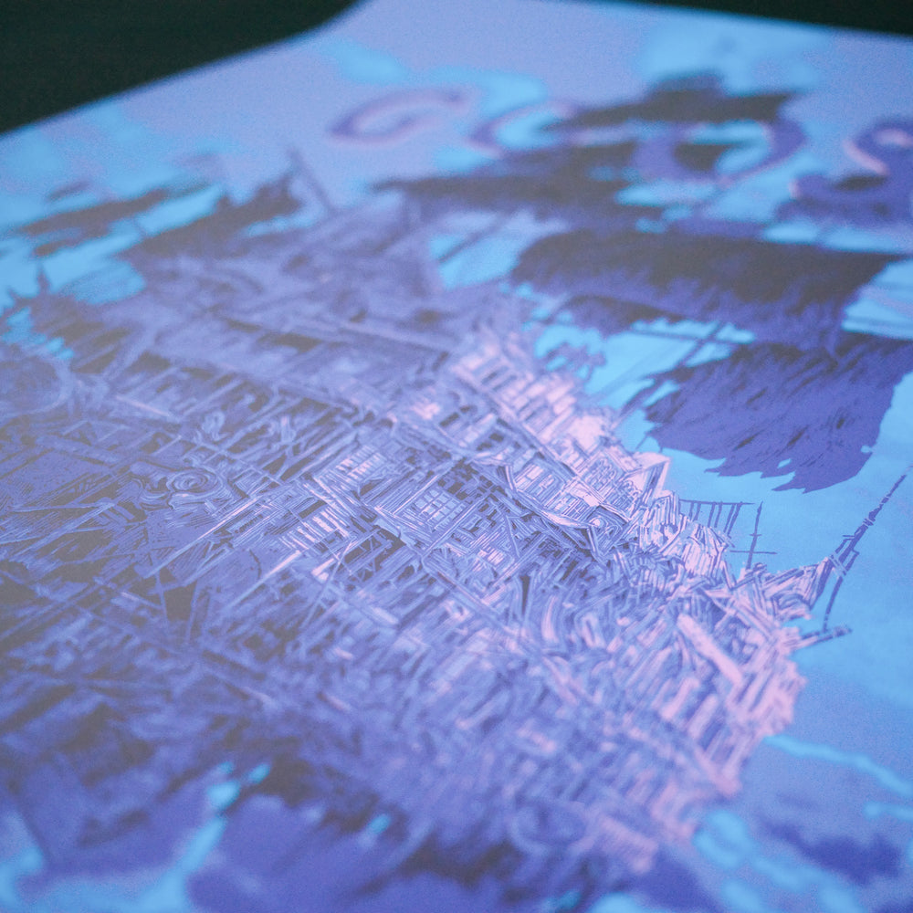 close up of daniel danger poster with ship