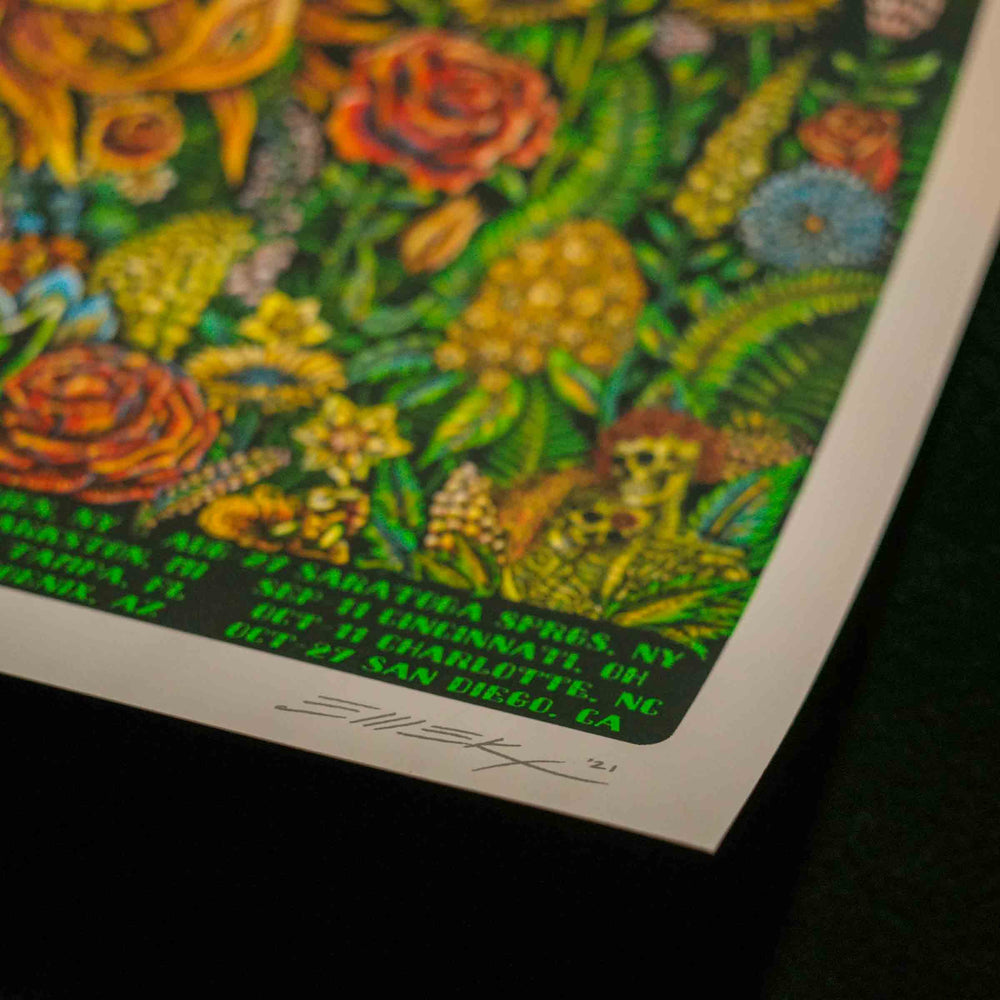 close up of emek dead and company poster with artist signature