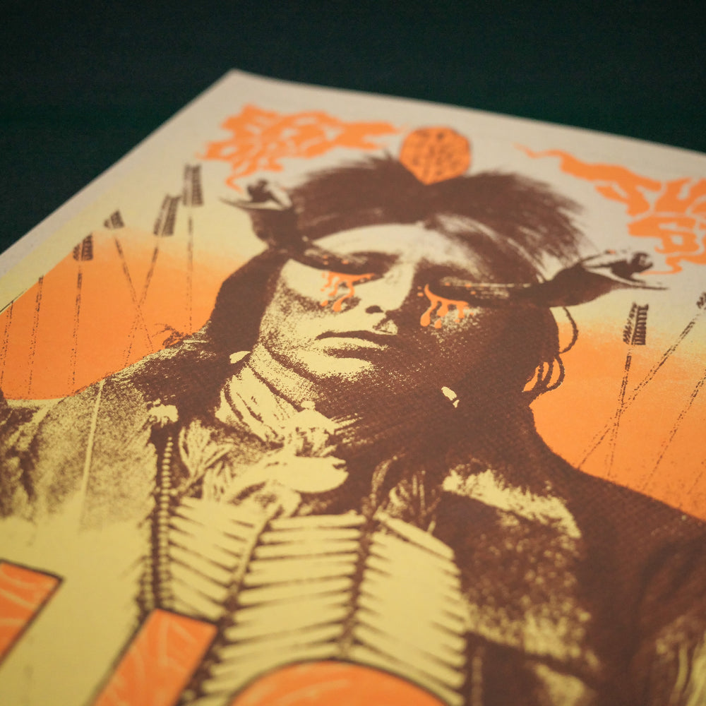close up of john mazza rush concert poster