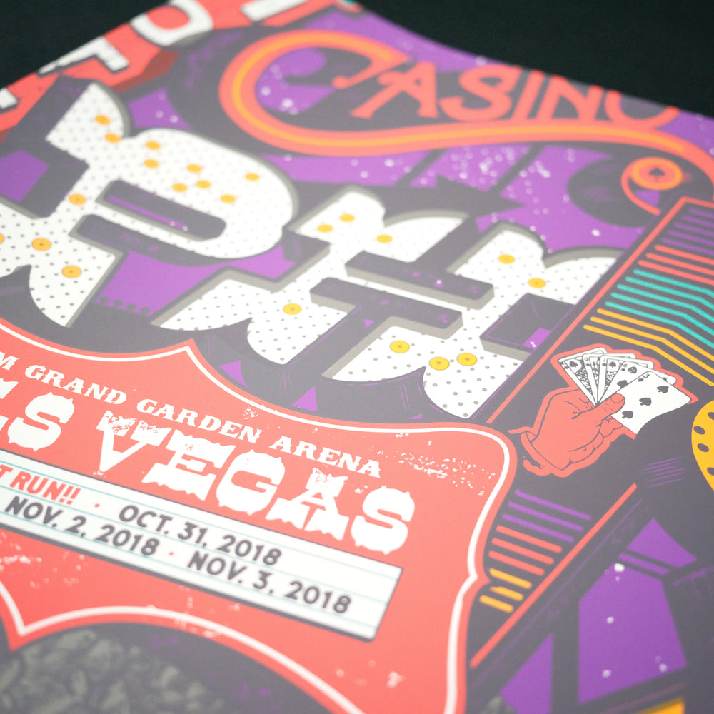 close up of justin helton phish concert poster