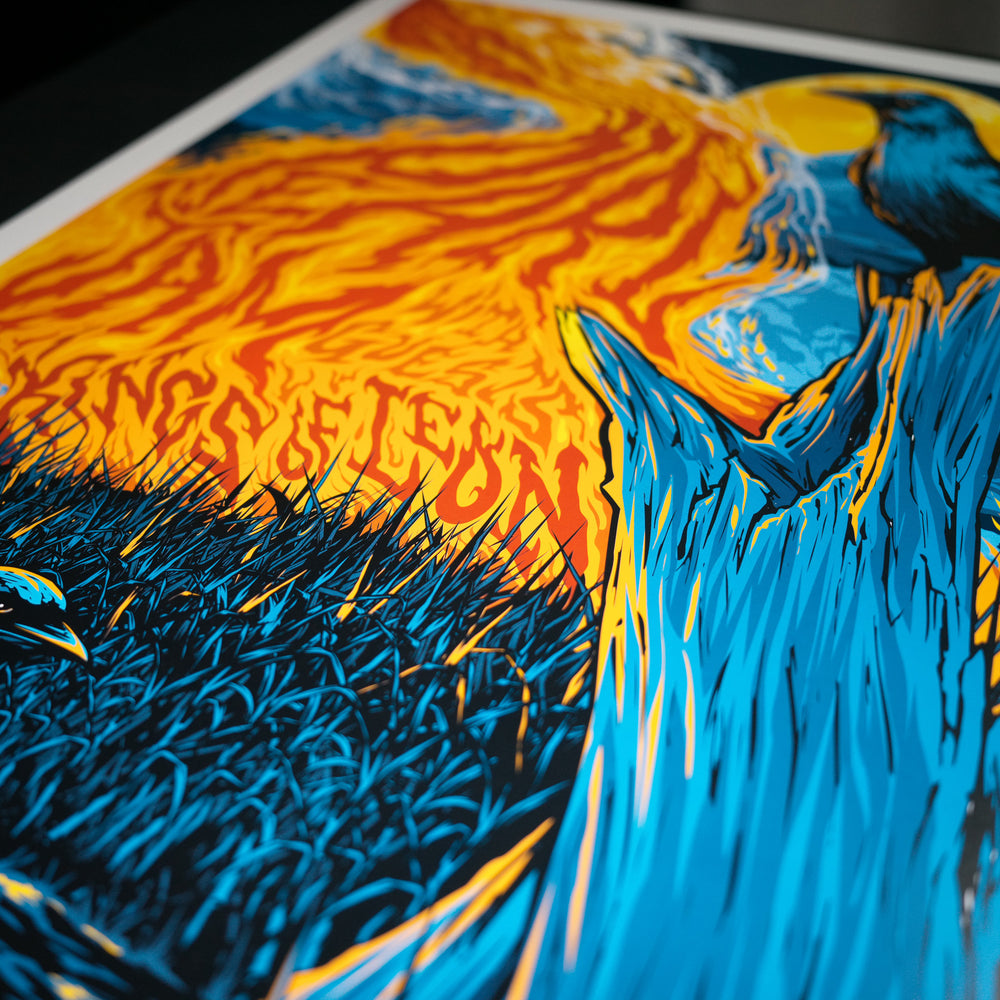 close up of ken taylor pearl jam concert poster