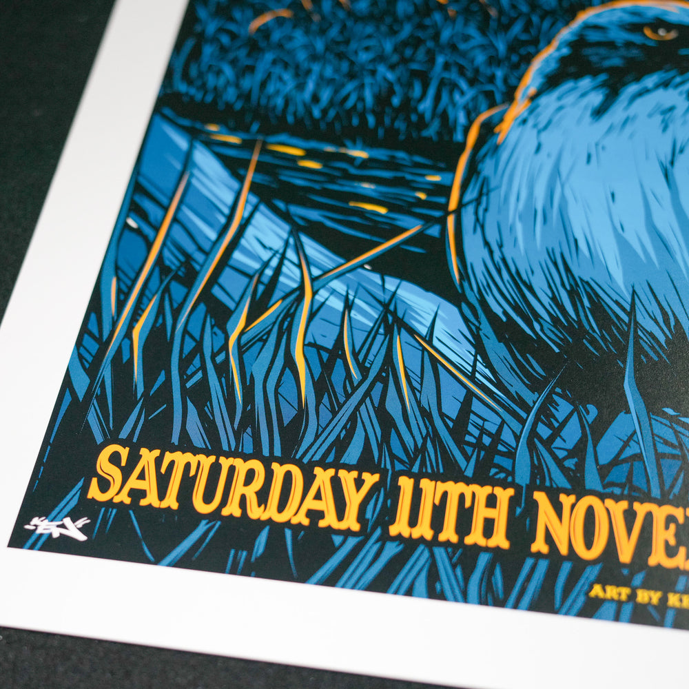 close up of ken taylor pearl jam concert poster