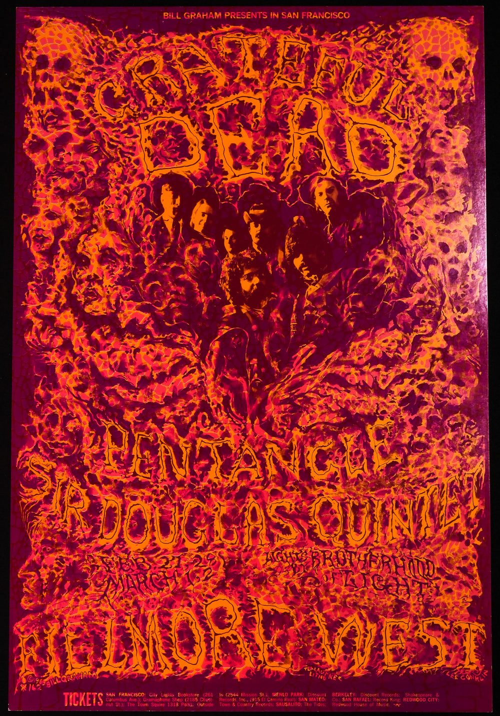 lee conklin grateful dead concert poster with red background