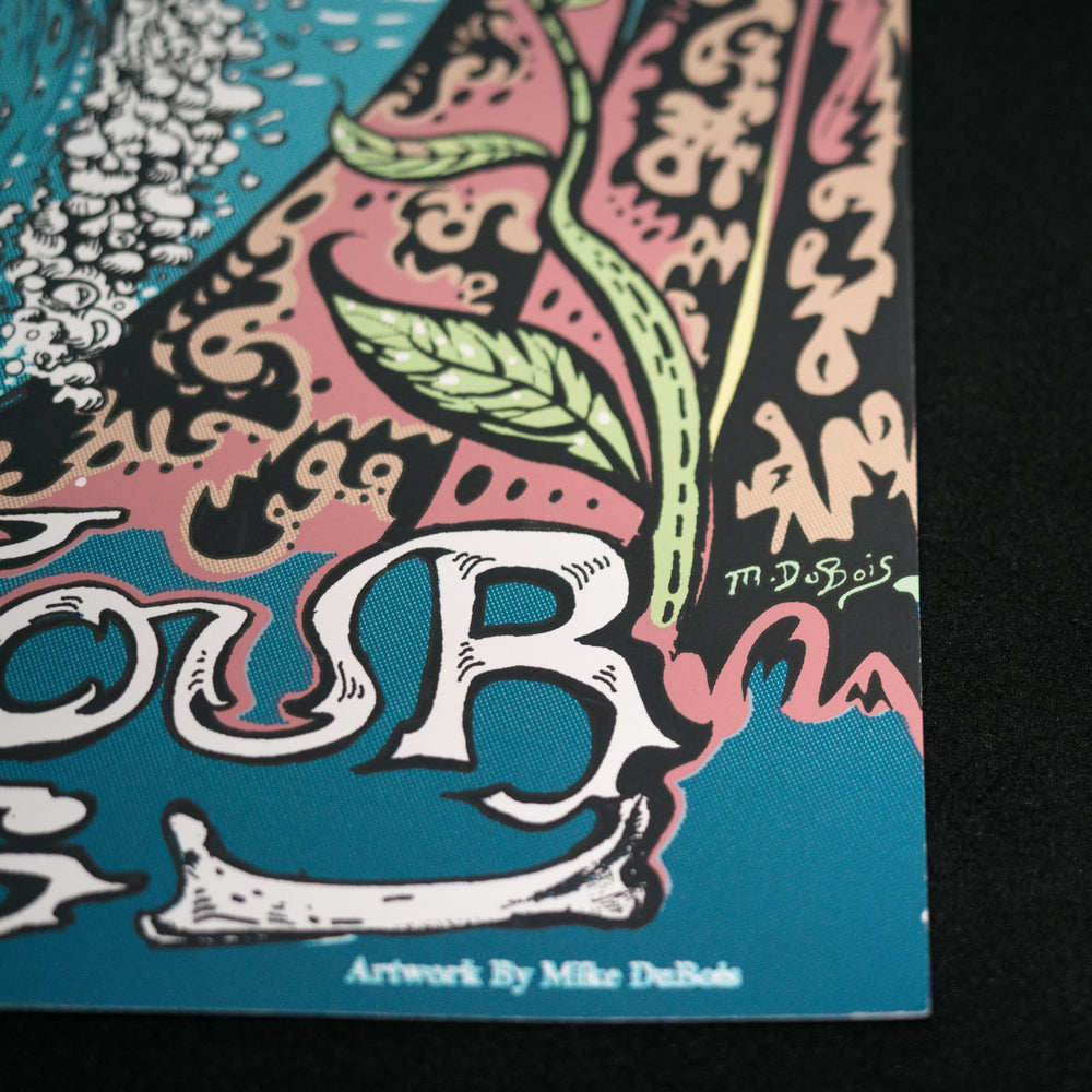 close up of mike dubois dead and company triptych poster with artist name