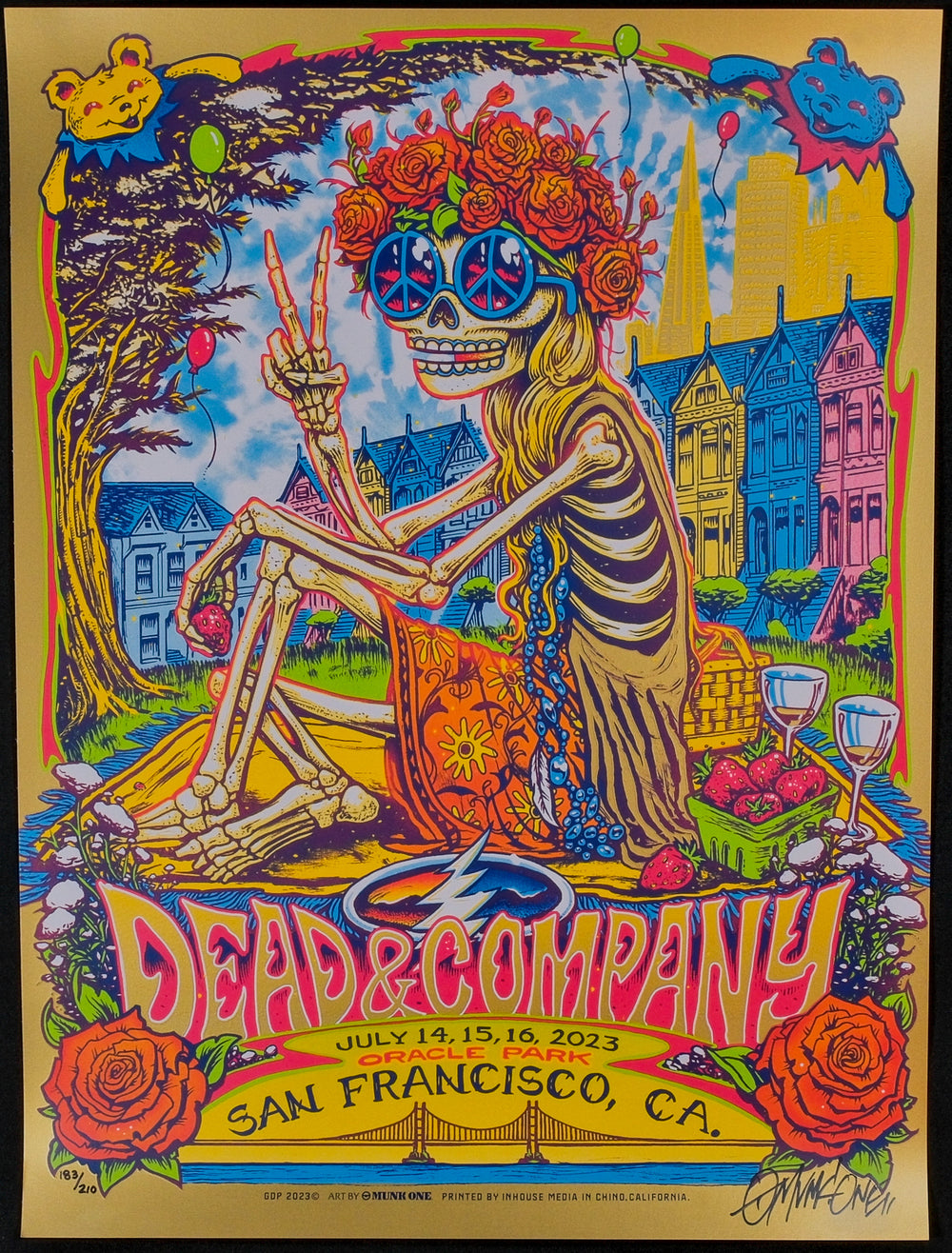 Munk One Dead and Company concert poster with skeleton