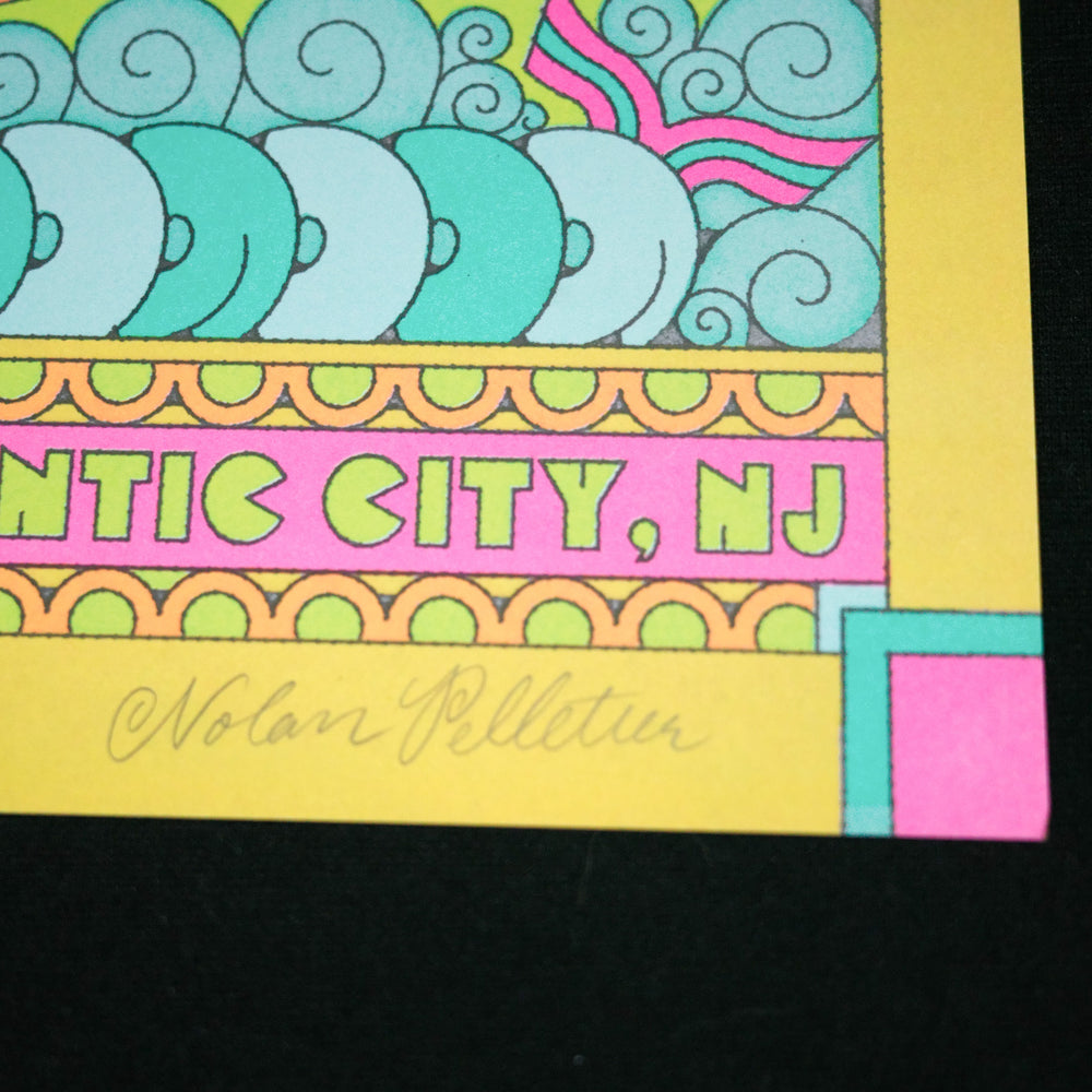 close up of Nolan Pelletier Phish 2022 AtlanticCity Poster with artist name