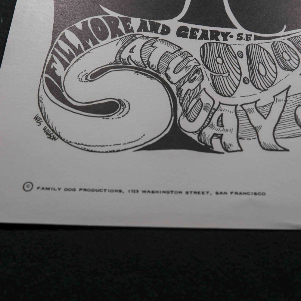 bottom left of wes wilson rare dead concert poster with artist name