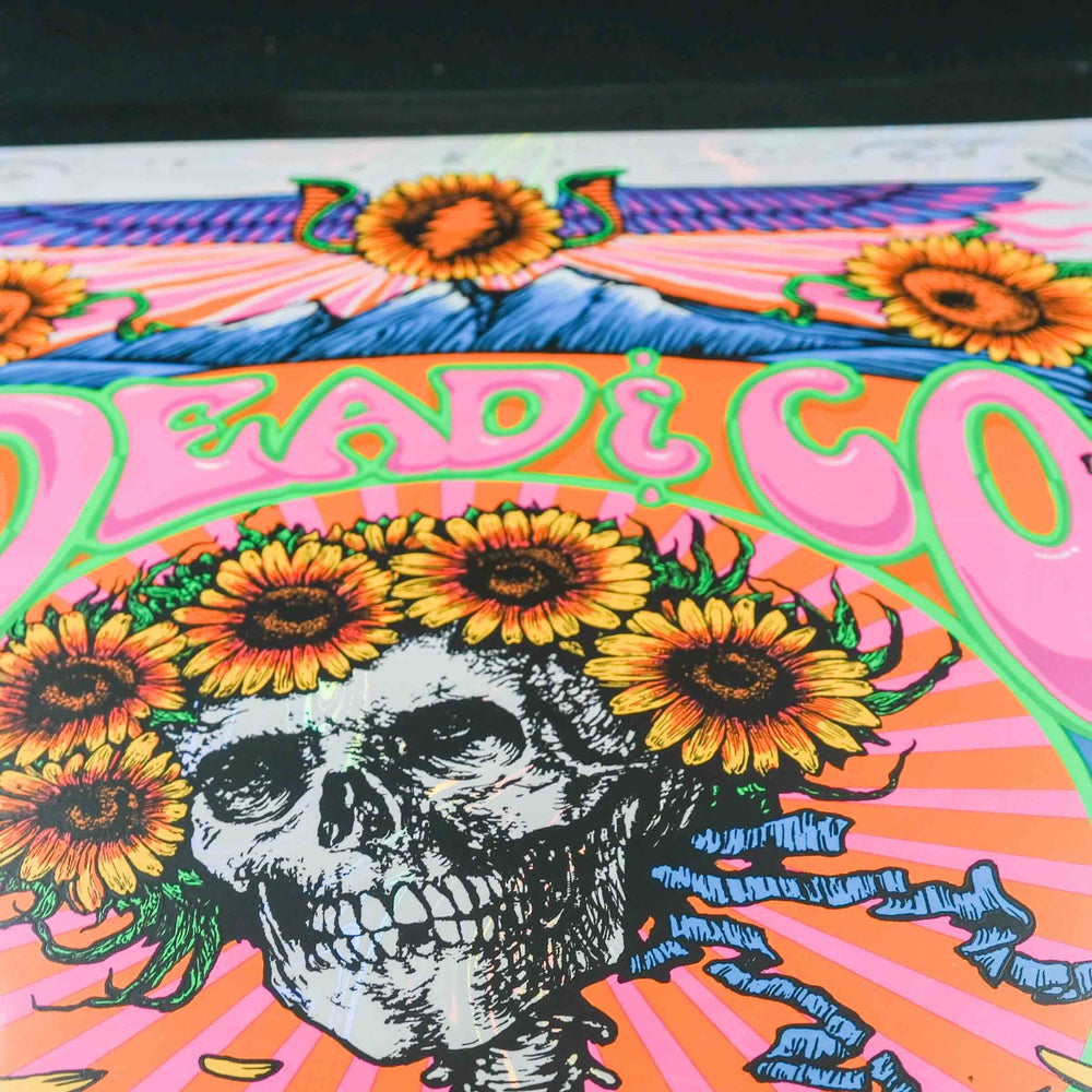 close up of richard biffle rare and dead concert poster with skeleton