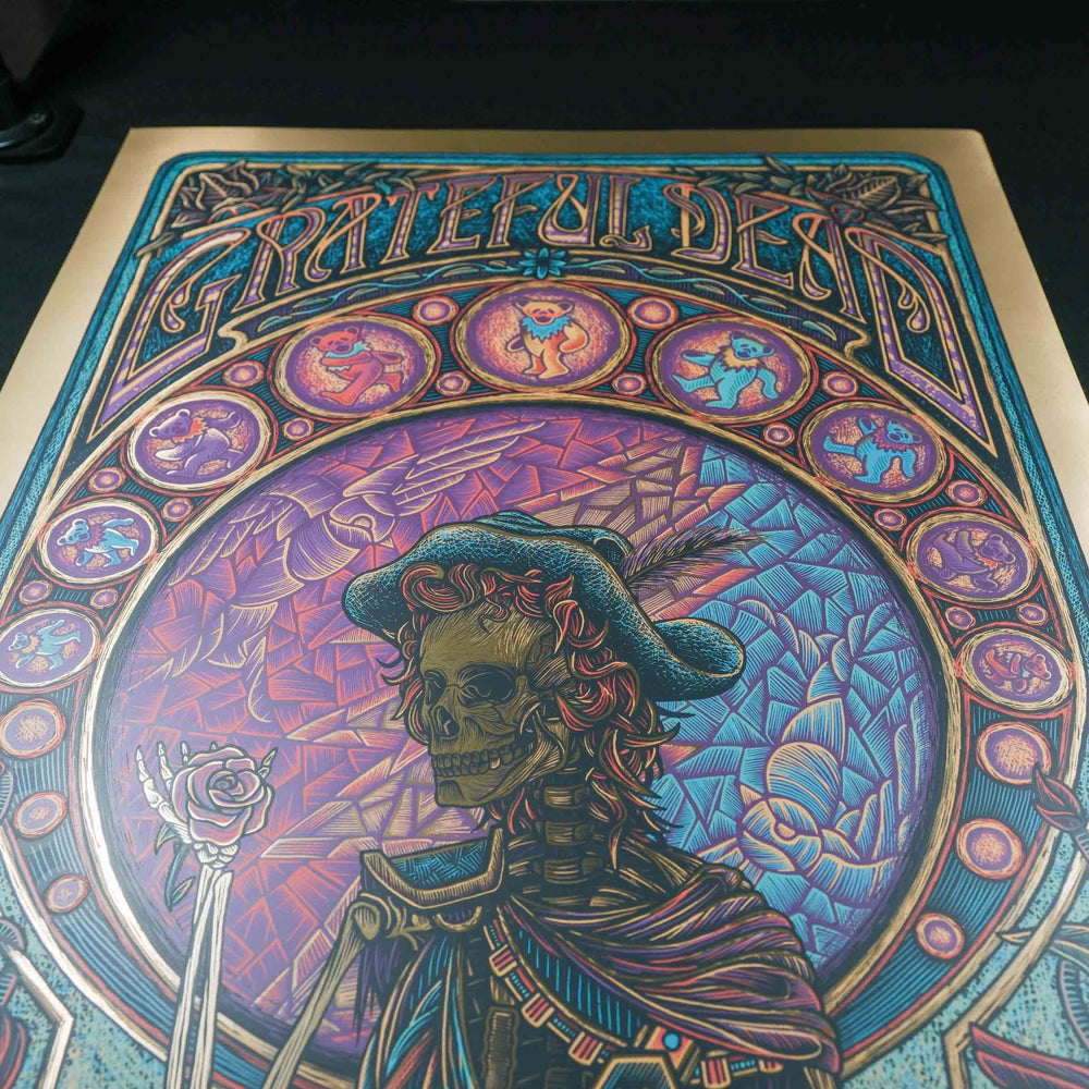 close up of rare dead concert poster