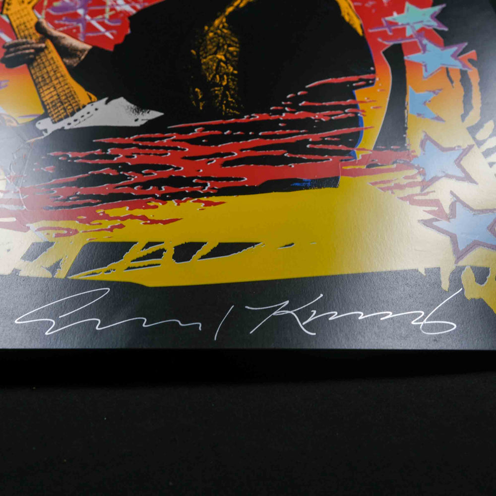 close up of rare dead concert poster with artist signature