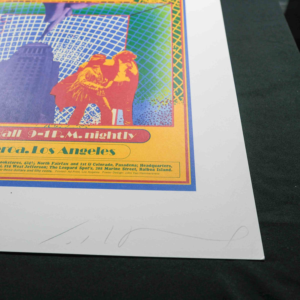 close up of John Van Hamersveld rare dead concert poster with artist signature