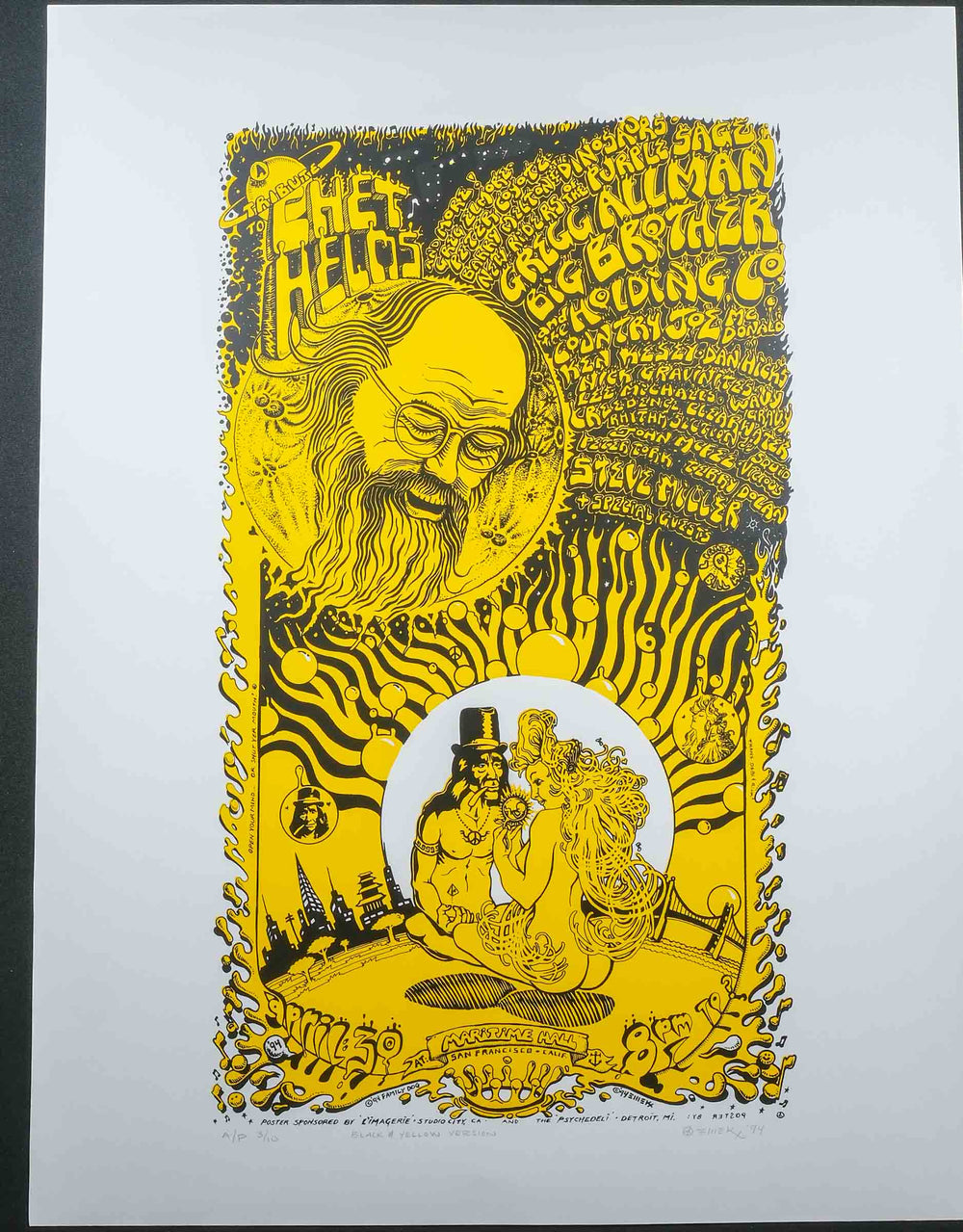 rare dead concert poster with yellow background