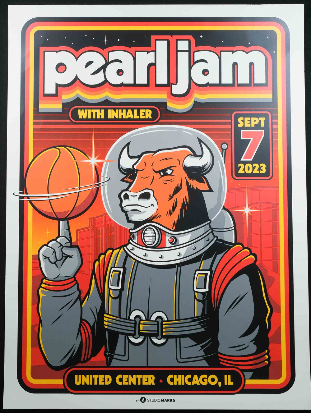 rare dead pearl jam concert poster with red bull