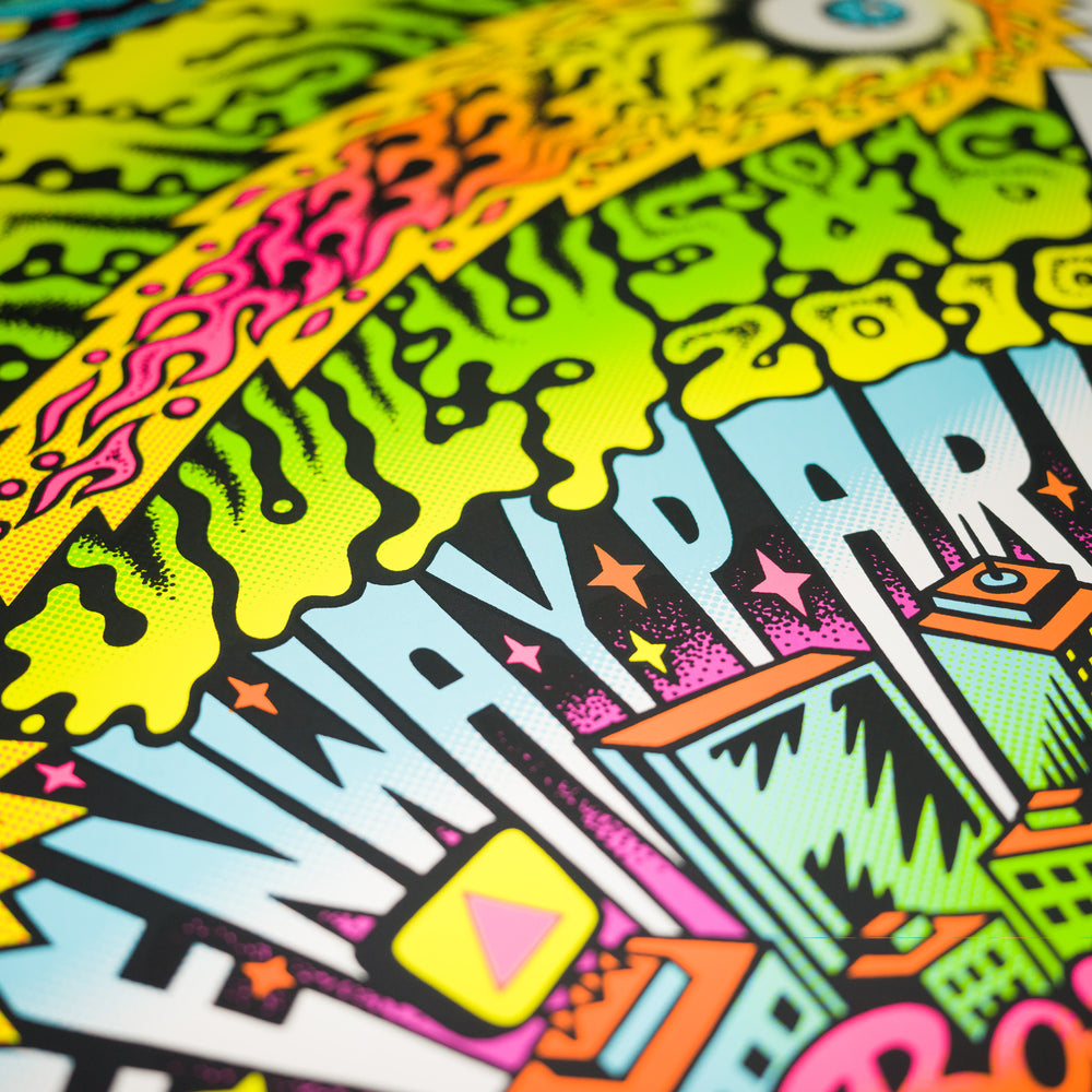 close up of tallboy phish poster