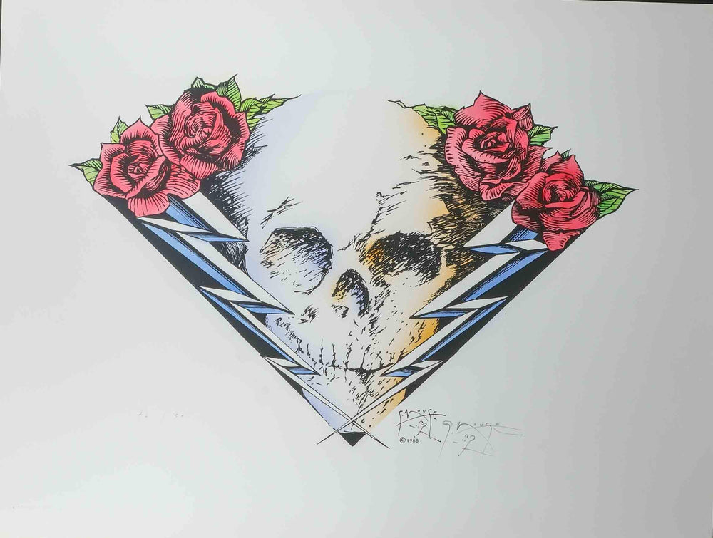 Stanley Mouse Suite of Four Hand Airbrushed Silkscreen Skull and Roses