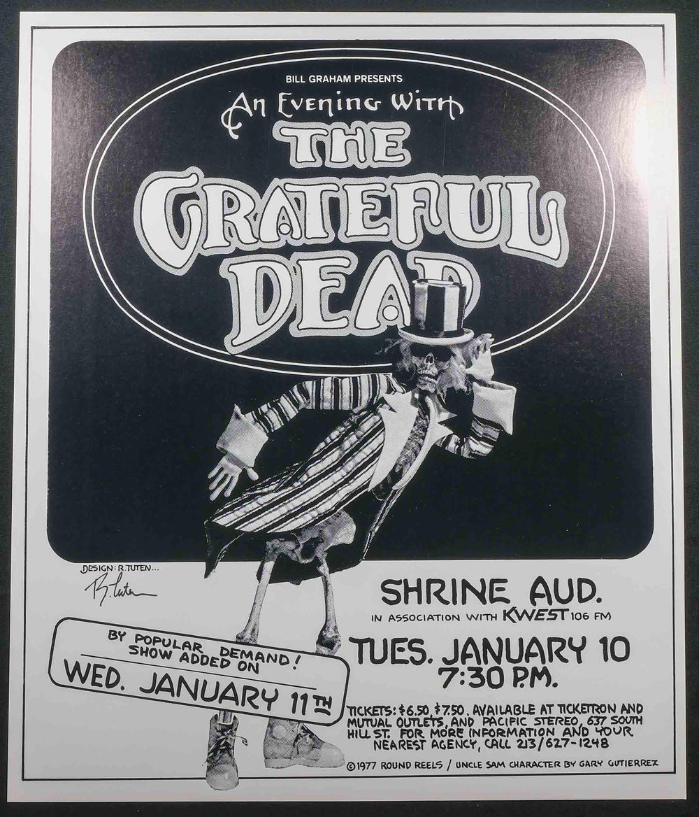 Randy Tuten An Evening with the Grateful Dead Shrine Auditorium 1977 Concert Poster