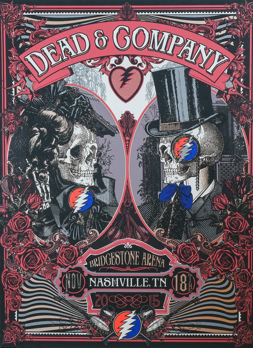 stanley mouse dead and company poster with two skulls