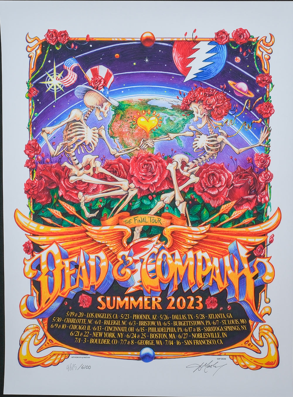 Dead and company poster with two skeletons 