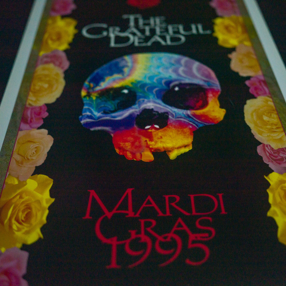 close up of skull on grateful dead poster