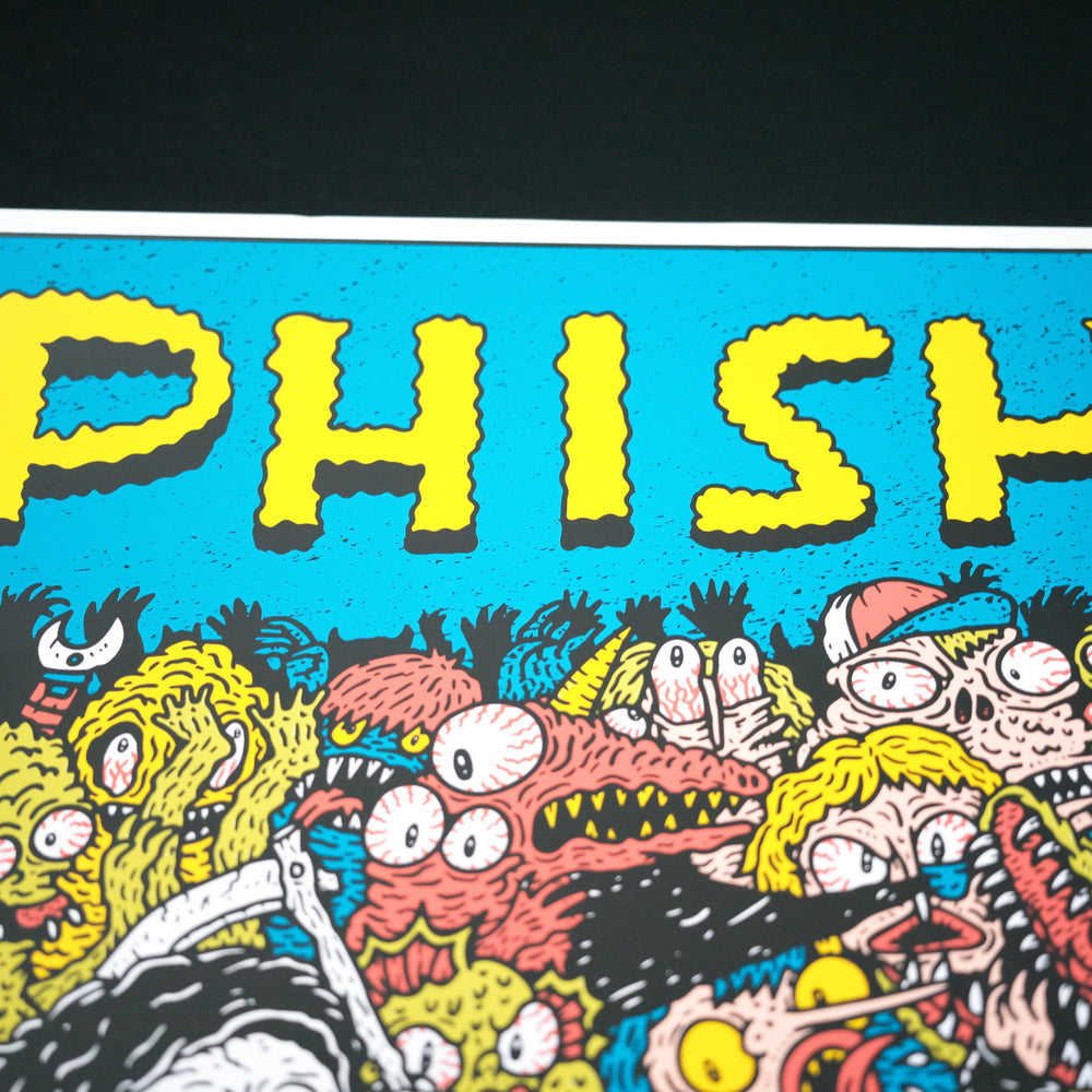 close up of hex aunzo poster with word "phish"