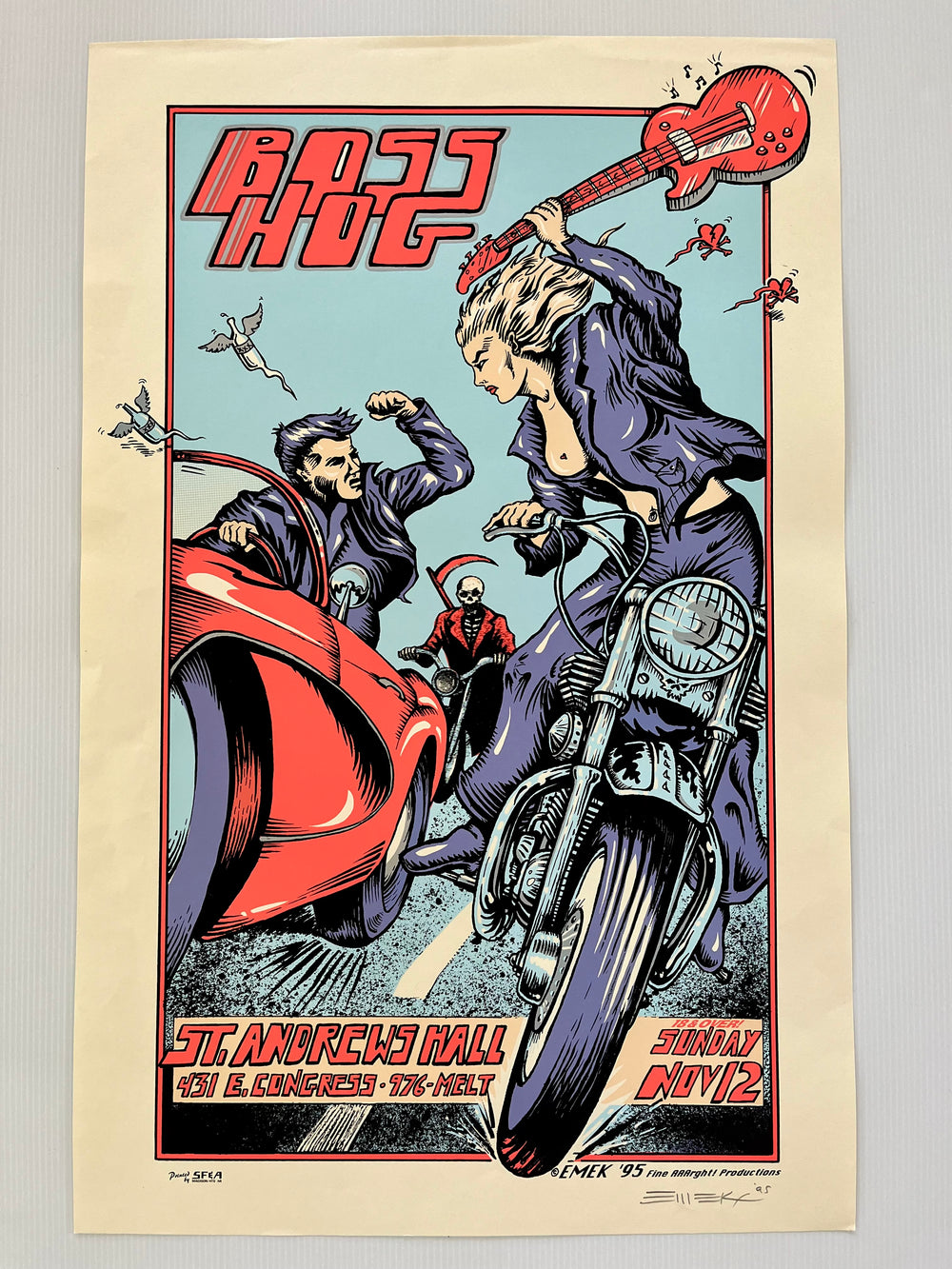 EMEK Boss Hog 1995 St. Andrew’s Hall Detroit Original Concert Poster Signed
