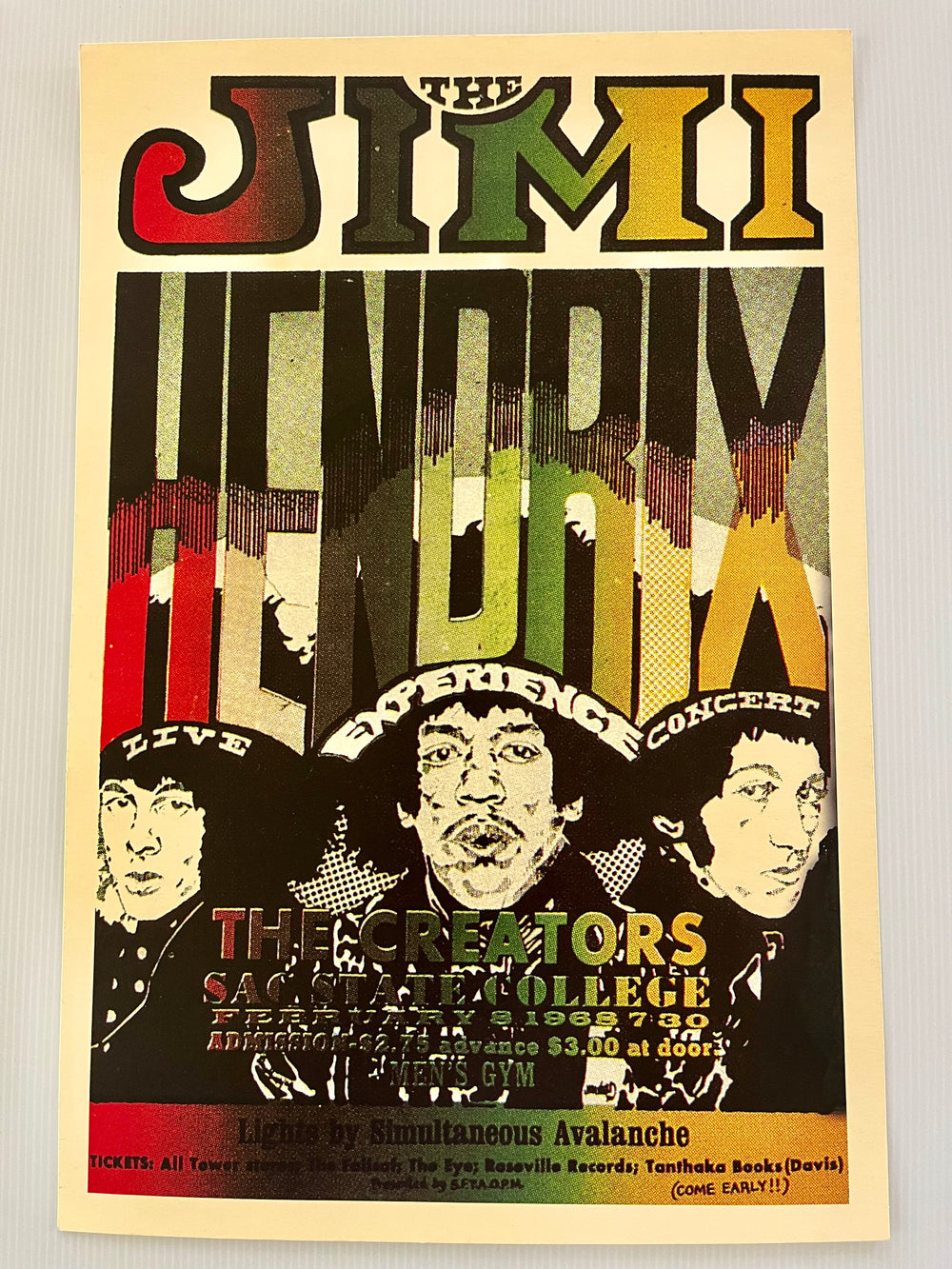 Jimi Hendrix Experience Sacramento State 1968 Concert Poster Reproduction The Creators
