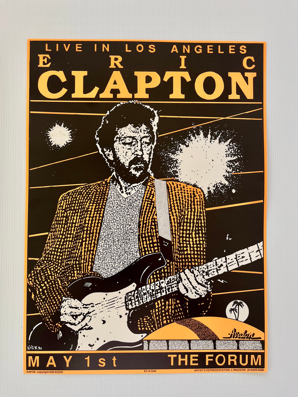 Eric Clapton 1990 The Forum Los Angeles Original 1st Print Frank Kozik Concert Poster