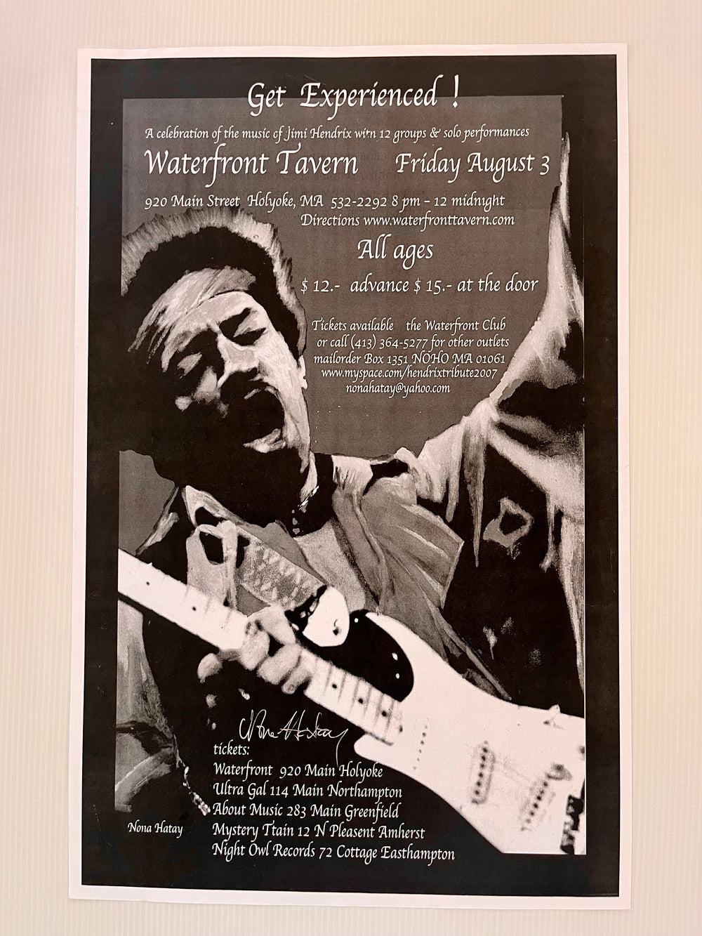 Jimi Hendrix Tribute 2007 Waterfront Tavern Poster Nona Hatay Holyoke MA