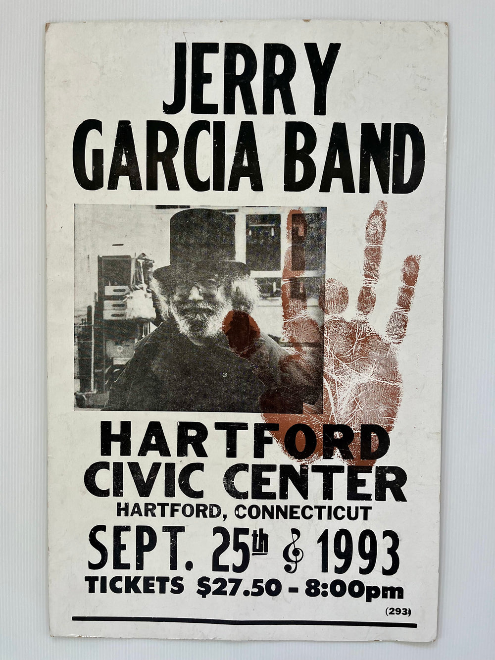 Jerry Garcia Band Hartford Civic Center 1993 Vintage Heavy Card Stock Concert Poster And in the description say: