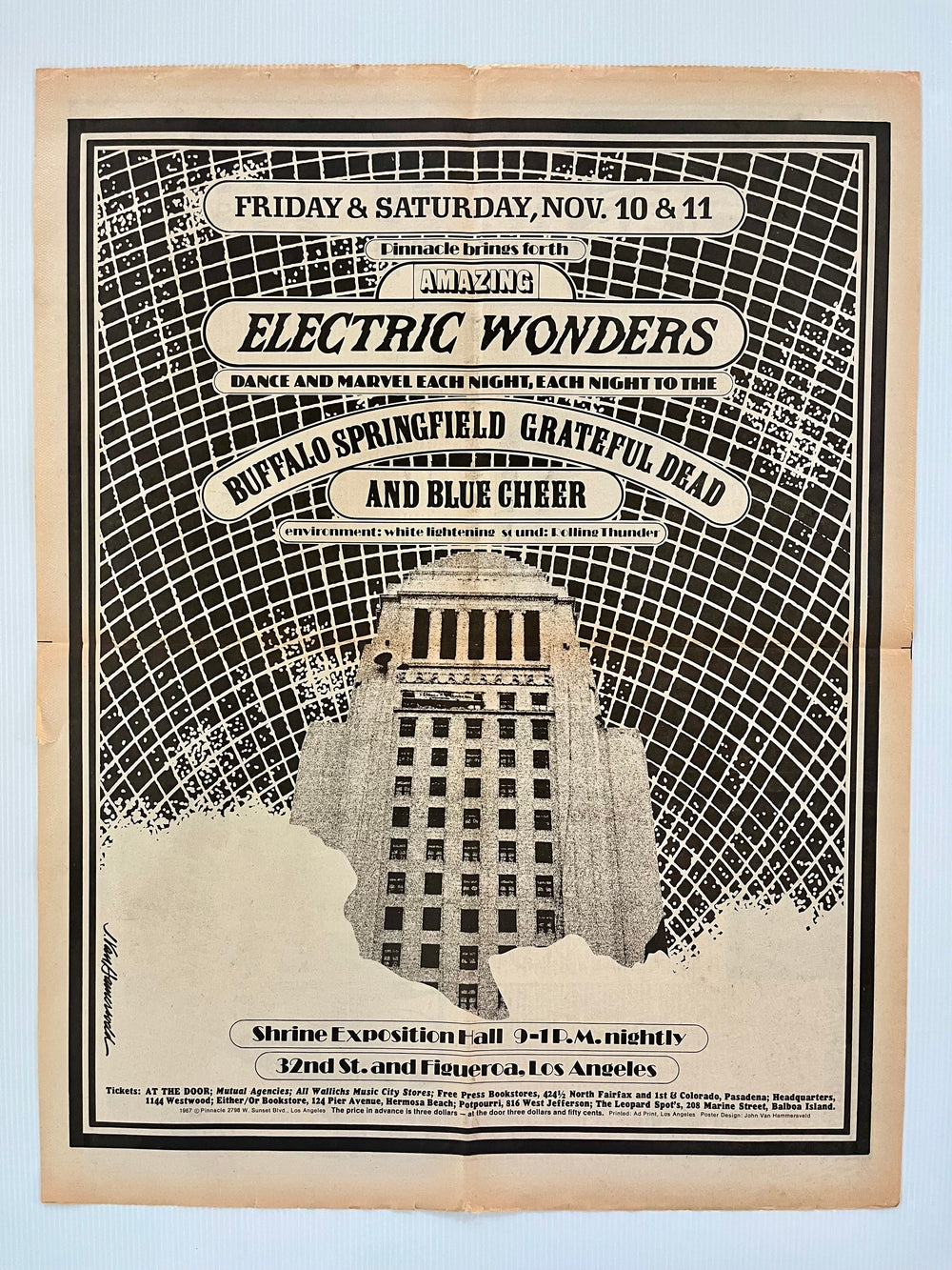 Grateful Dead Buffalo Springfield Blue Cheer 1967 Original Newspaper Ad Shrine Expo