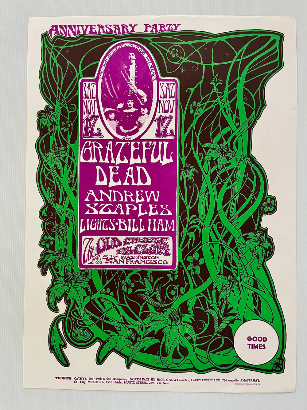 Grateful Dead Andrew Staples Old Cheese Factory 1966 Stanley Mouse Kelley AOR-2.185 2nd Print