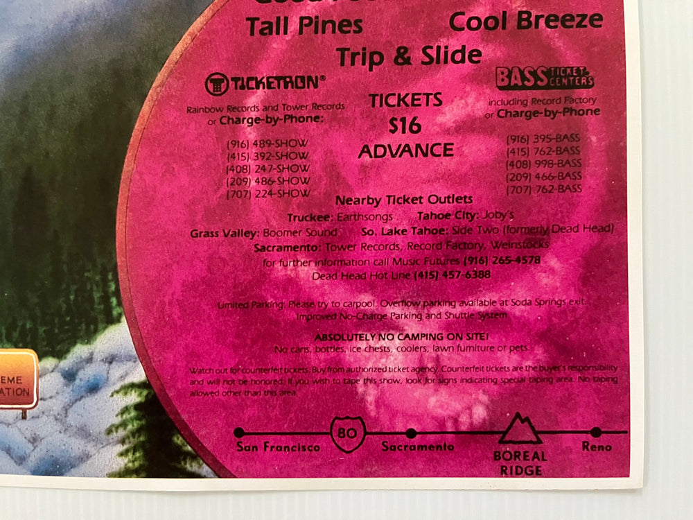 Grateful Dead 1986 Boreal Ridge Summit Conference II Original Concert Poster