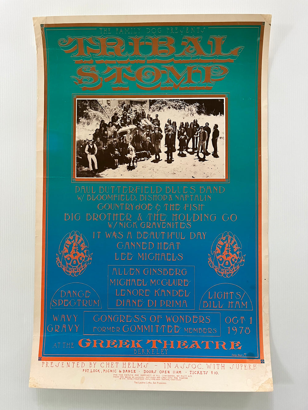1978 Tribal Stomp Greek Theatre Stanley Mouse Family Dog Original Concert Poster