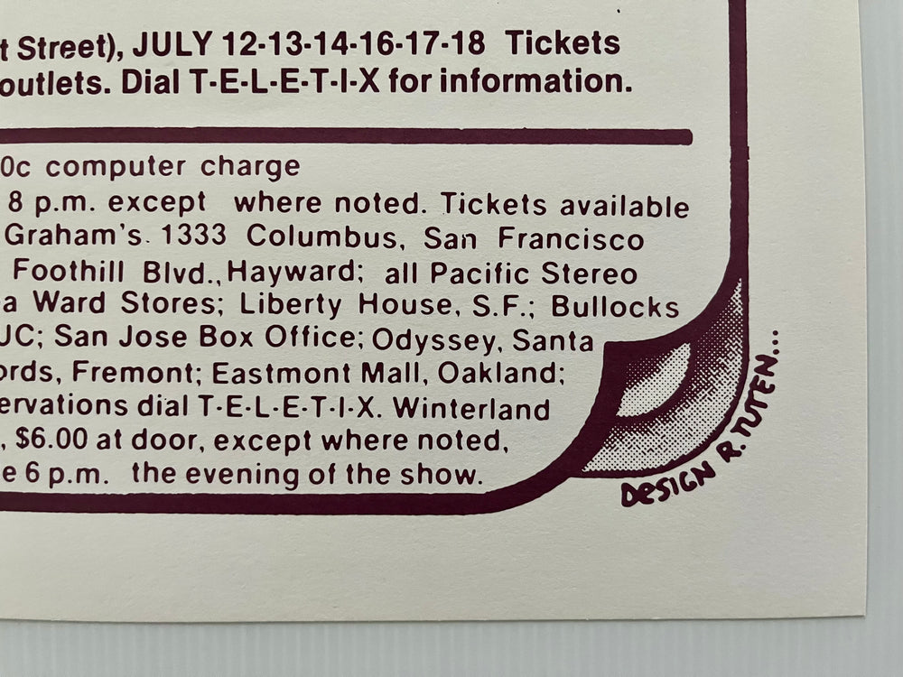 Grateful Dead 1976 Orpheum Theatre Original 1st Print Poster Randy Tuten