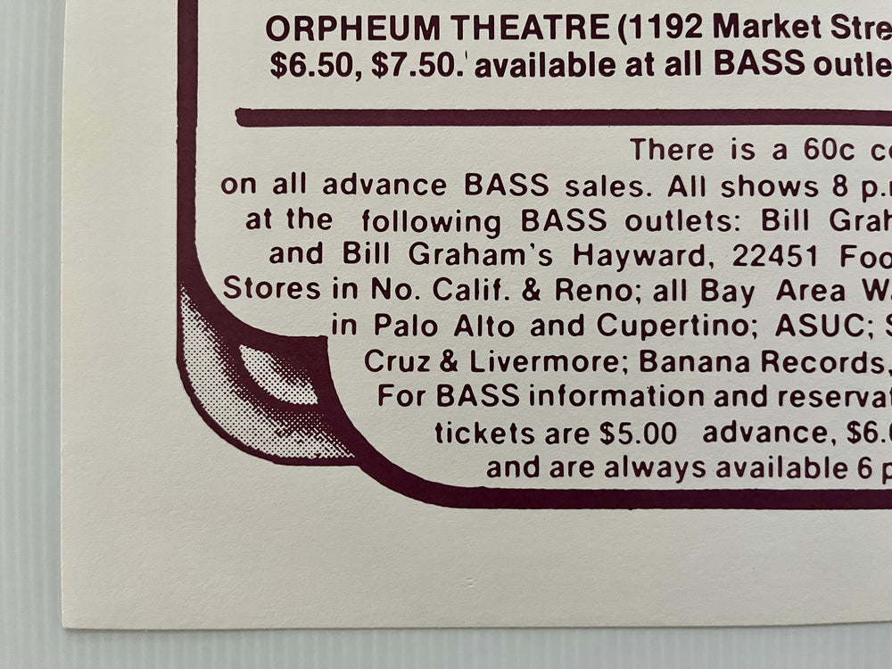 Grateful Dead 1976 Orpheum Theatre Original 1st Print Poster Randy Tuten
