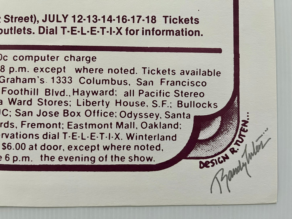 Grateful Dead 1976 Orpheum Theatre Original 1st Print Poster Signed Randy Tuten