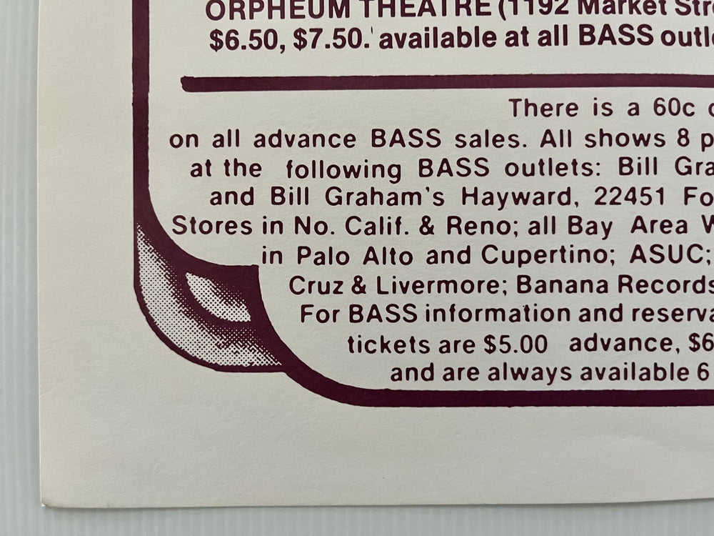 Grateful Dead 1976 Orpheum Theatre Original 1st Print Poster Signed Randy Tuten
