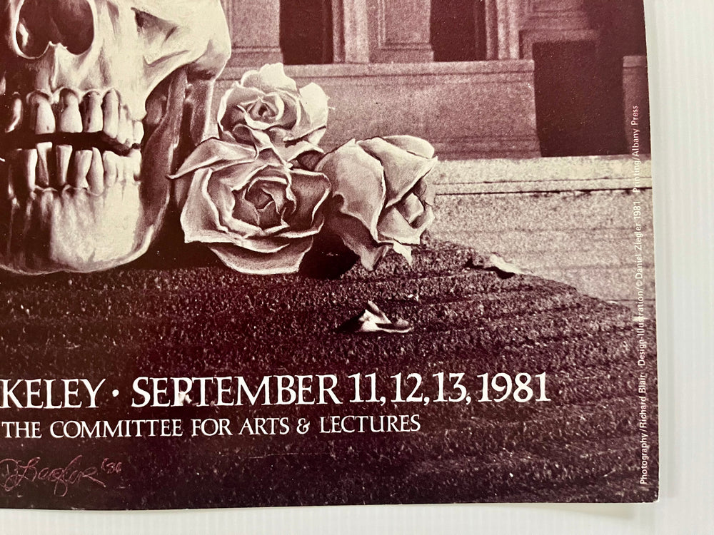 Grateful Dead 1981 Greek Theatre Berkeley Original Daniel Ziegler Skull Roses Concert Poster