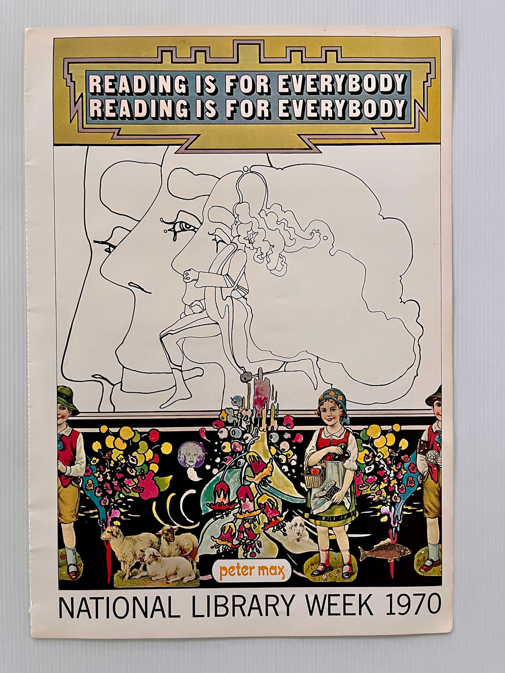 Peter Max Reading Is For Everybody National Library Week 1970 Vintage Poster