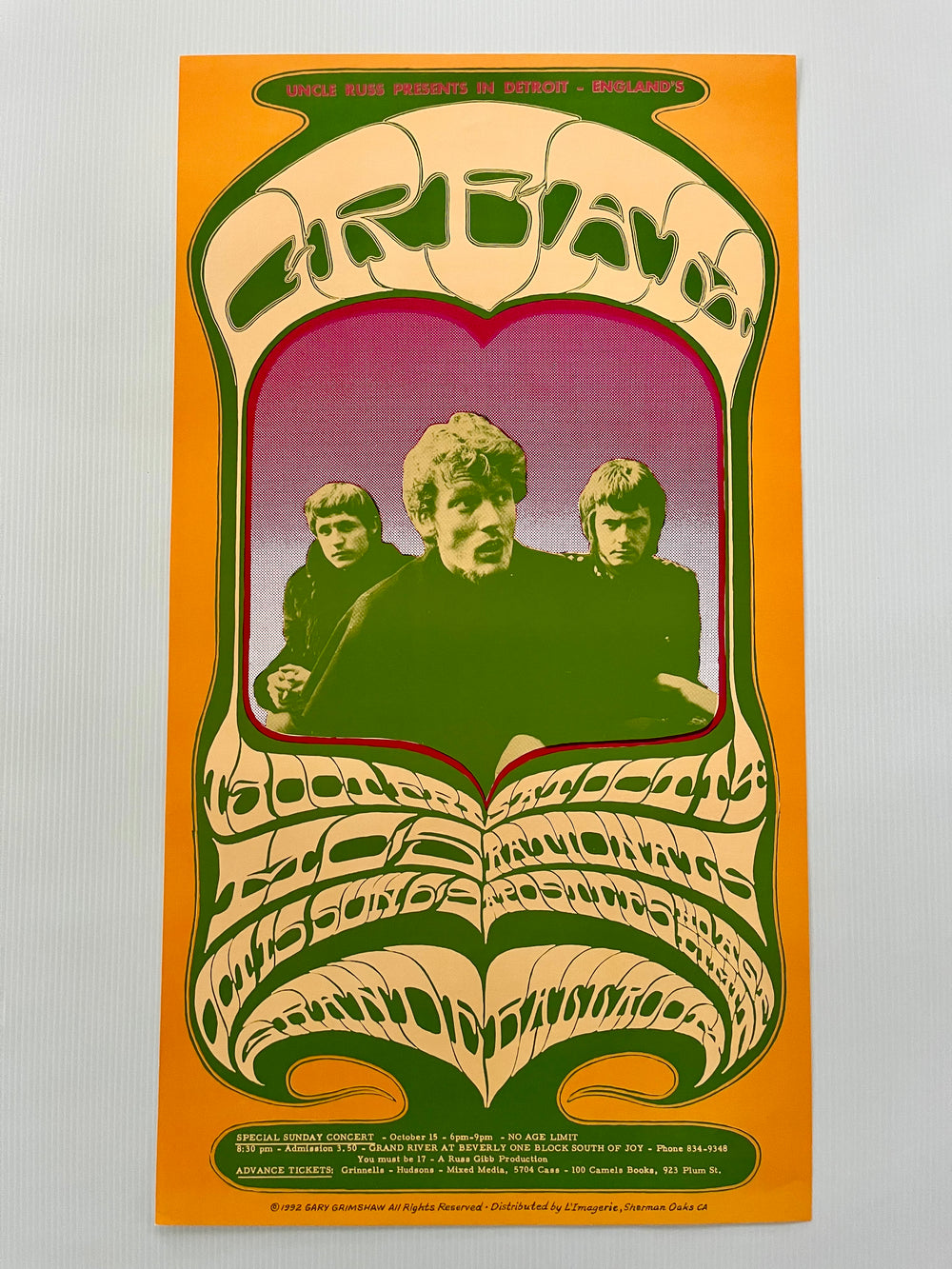 Cream MC5 1967 Grande Ballroom Creamsicle Poster Gary Grimshaw 1992 2nd Printing