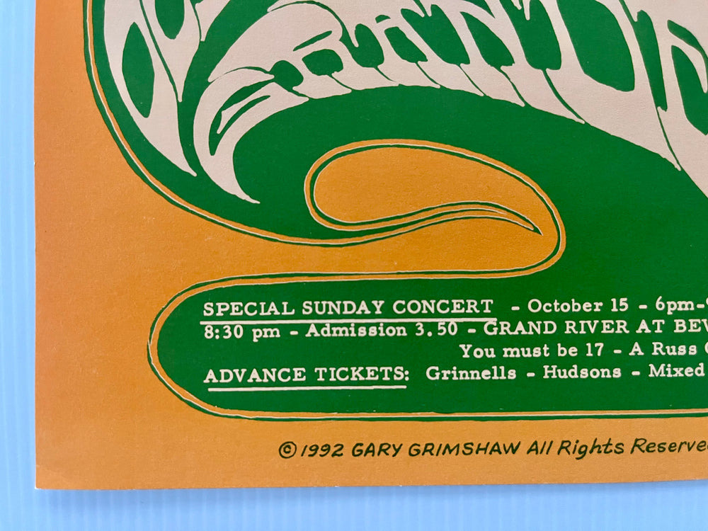 Cream MC5 1967 Grande Ballroom Creamsicle Poster Gary Grimshaw 1992 2nd Printing