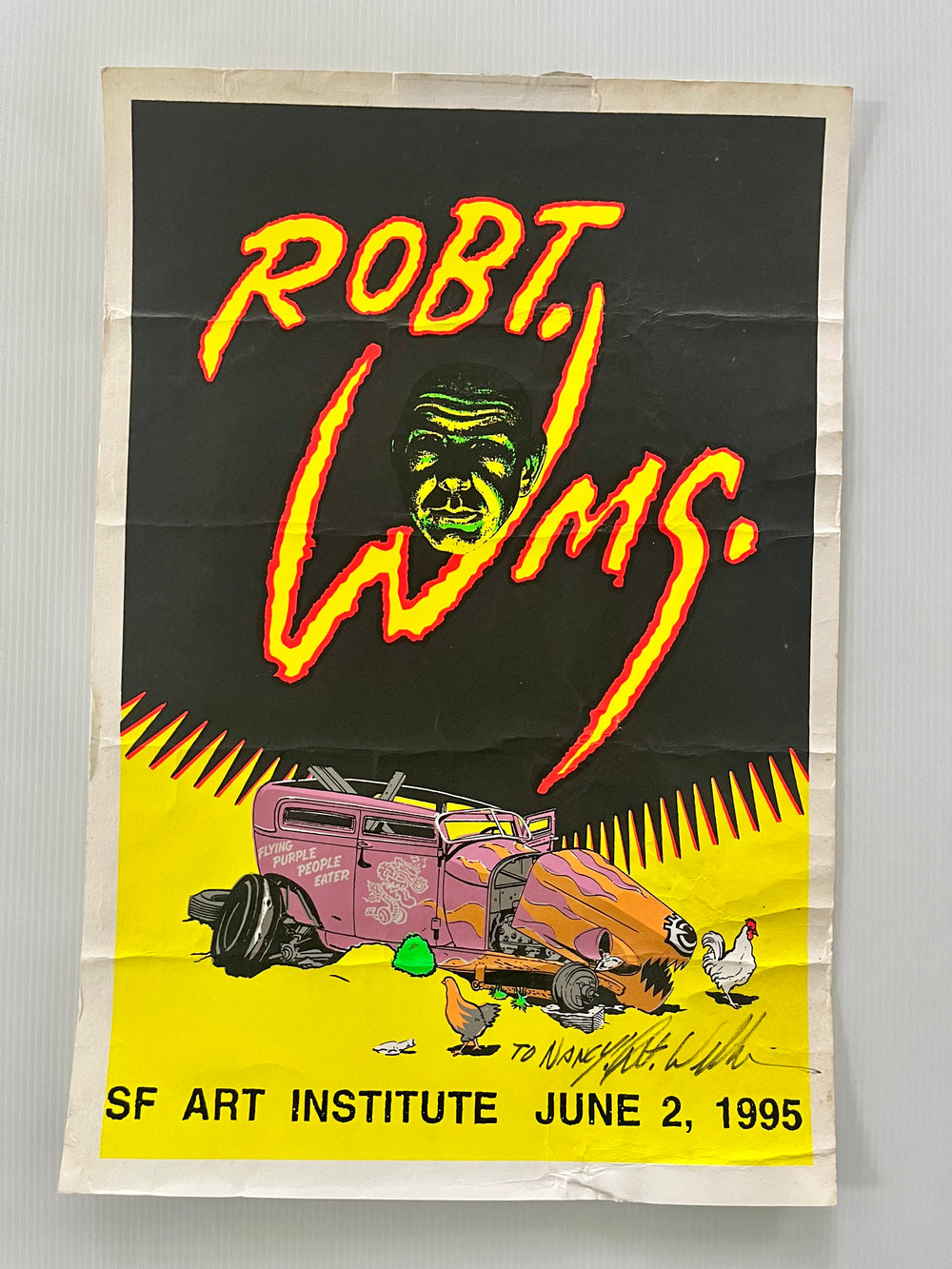 Robert Williams 1995 SF Art Institute Flying Purple People Eater Poster Signed
