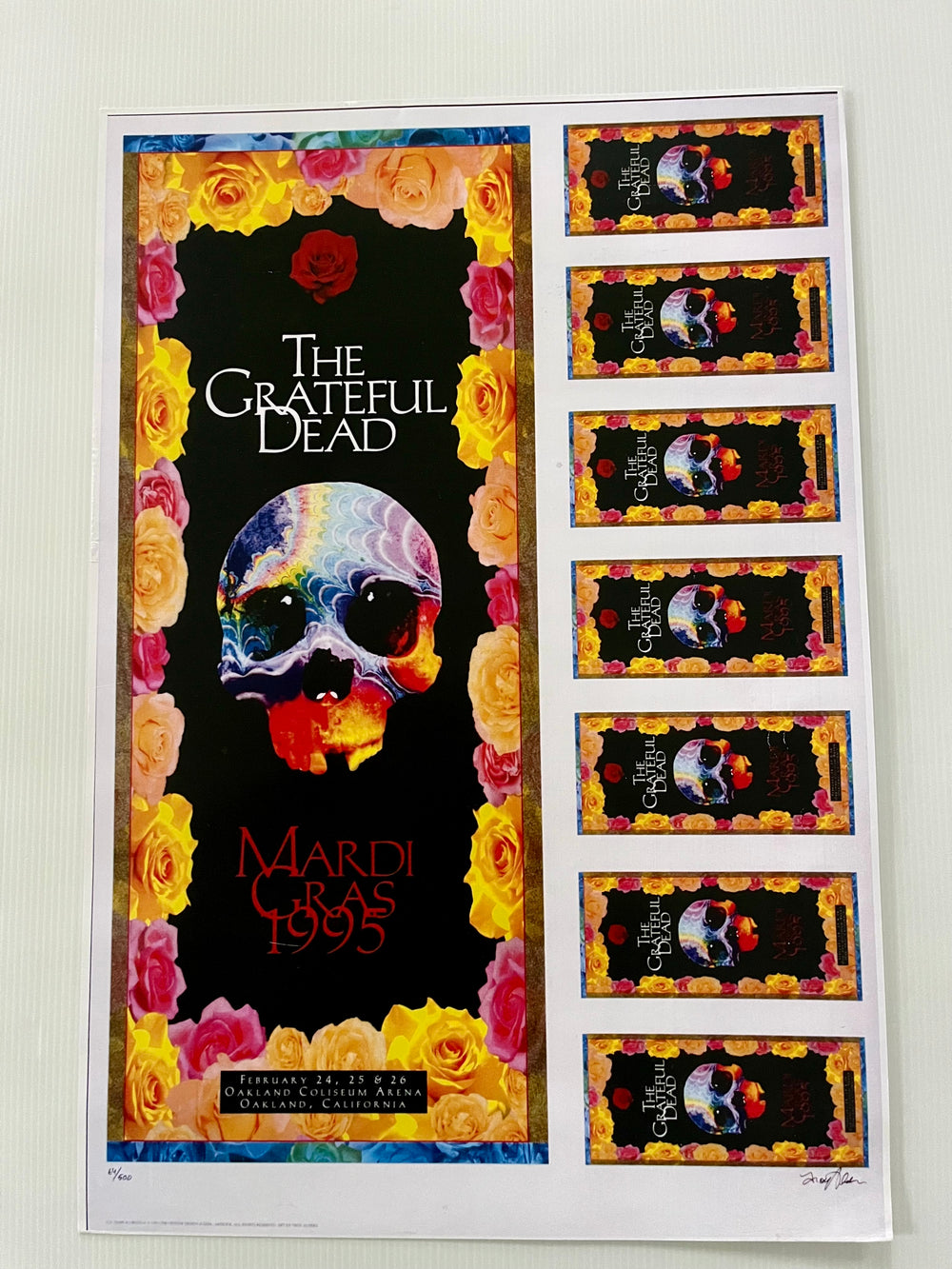 Grateful Dead 1995 Mardi Gras Oakland Coliseum Uncut Poster Sheet Photo Reproduction