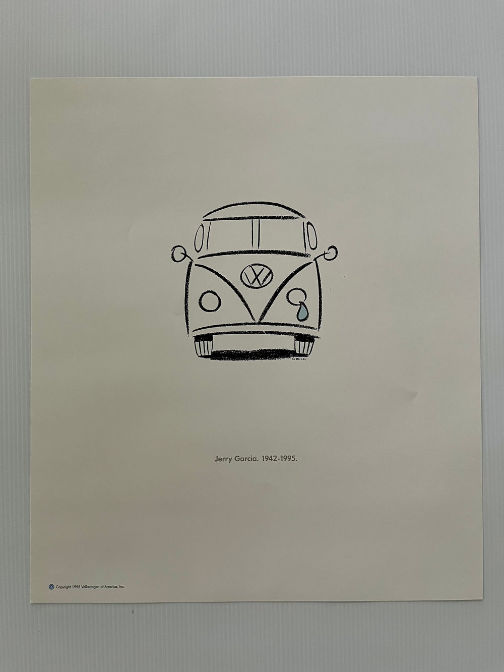 Jerry Garcia 1995 Volkswagen VW Bus Memorial Original Poster Carla Siboldi Grateful Dead