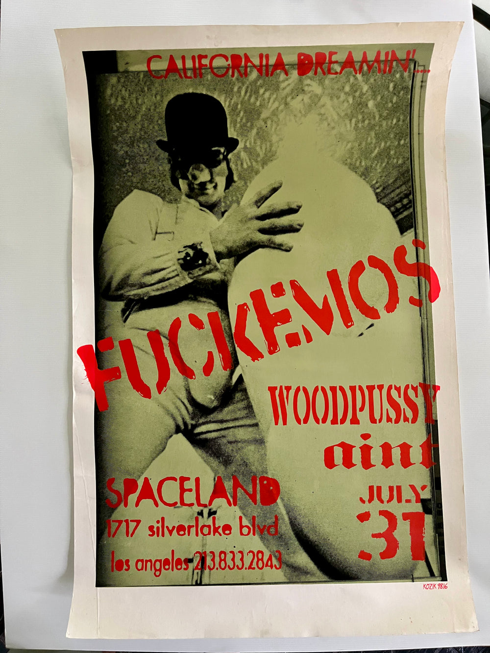 Frank Kozik Fuckemos Woodpussy 1996 Spaceland Los Angeles Original Concert Poster