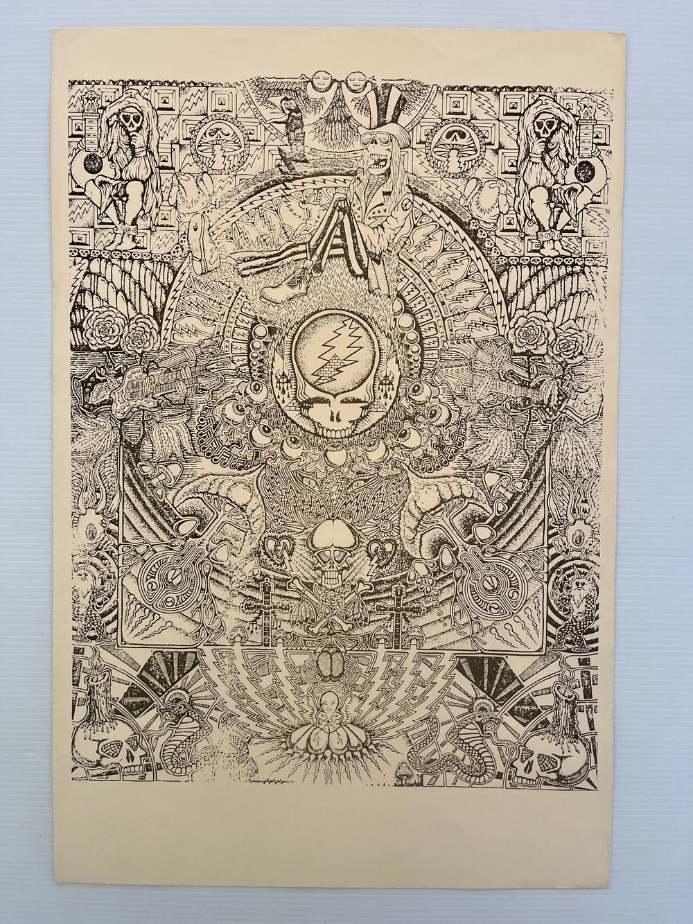 Grateful Dead Psychedelic Collage Poster Steal Your Face Uncle Sam Skull Roses Vintage Print