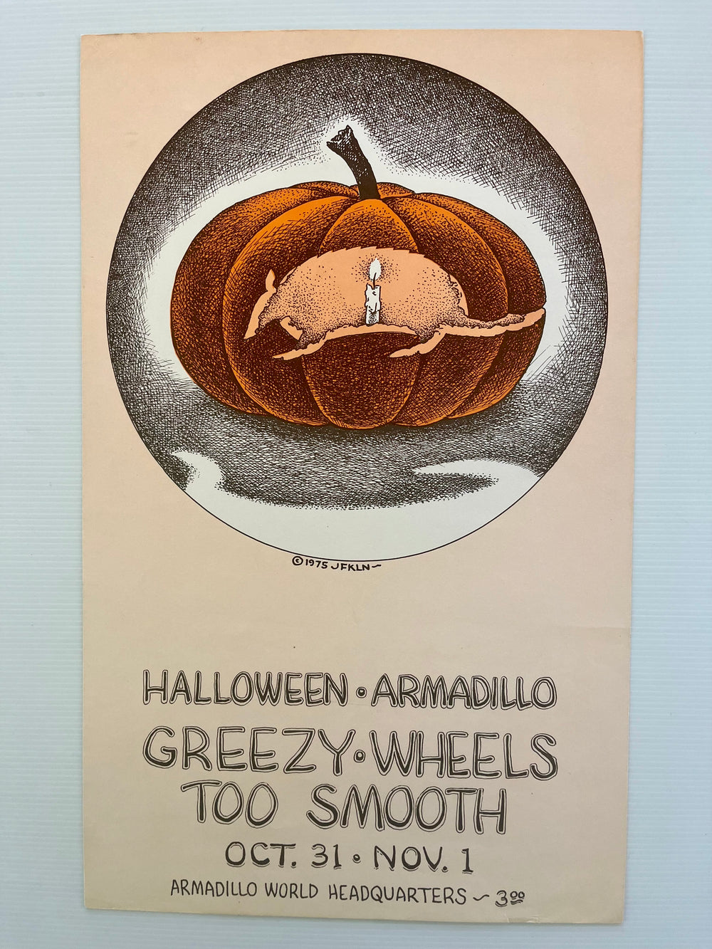 1975 Jim Franklin Armadillo World Headquarters Halloween Greezy Wheels Poster